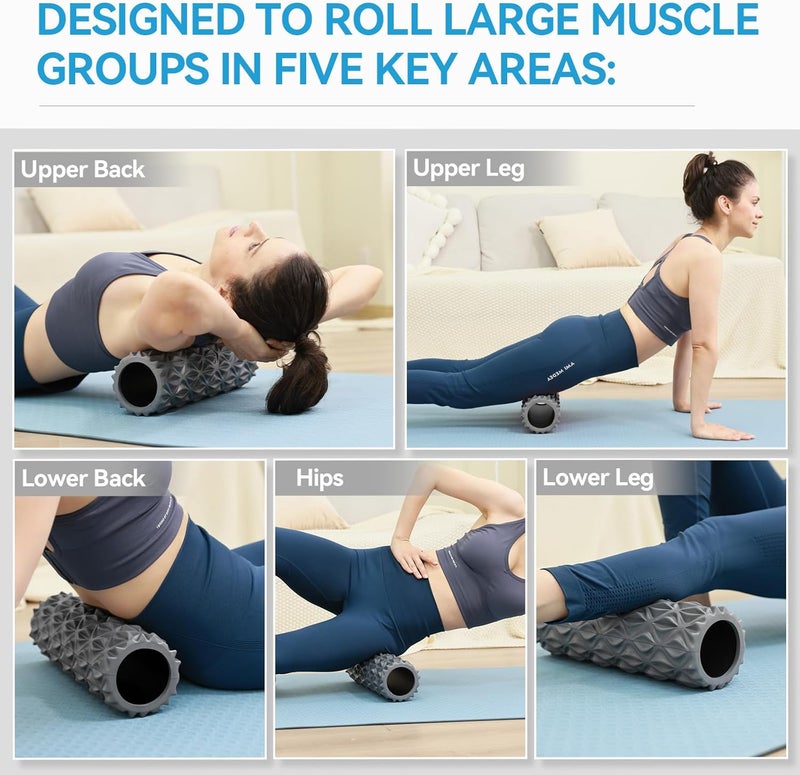 Zmarthumb Foam Roller - 15 inch Deep Tissue Massager for Muscle Massage, Myofascial Trigger Point Release, Exercise, Yoga, Pilates & Stretching(Gray) - Image 5